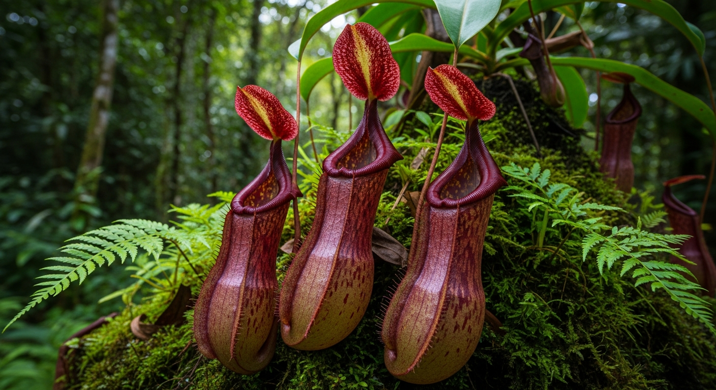 A tropical pitcher plant, a form engineered by nature.